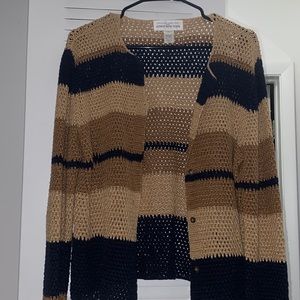 Jones New York Brown/Blue Hand Knitted Cardigan